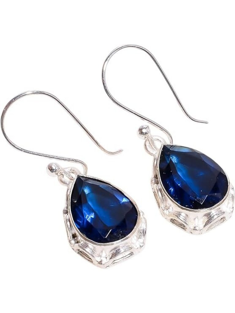 London Blue Topaz Designer Handmade Earrings, Natural 14x10 Mm Gemstone